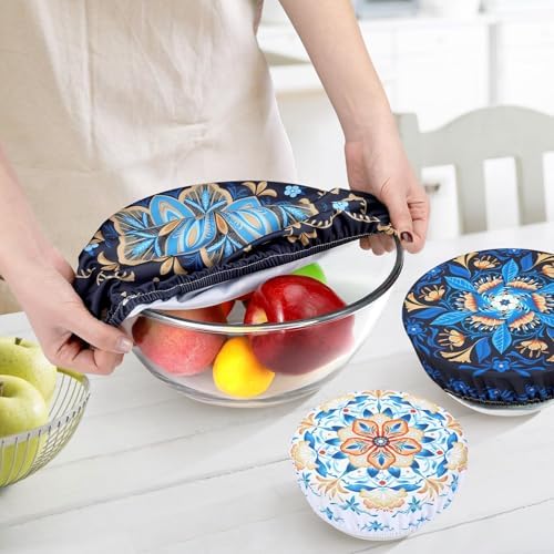 5 Pieces Bowl Covers Reusable, Elastic Cloth Covers for Proofing and Food - Image 3