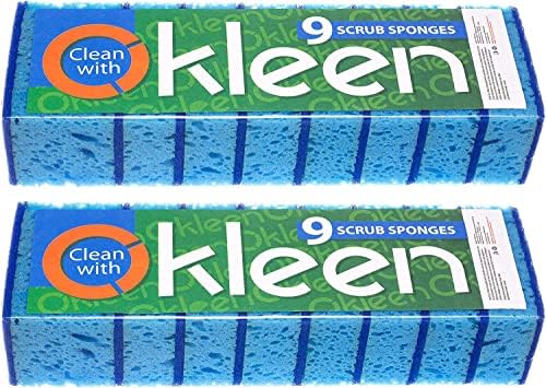 Blue Multi Use Scrub Sponge. Made in Europe. 18 Pack, 4.3x2.8x1.4 inches. Heavy Duty and Non Scratch Fiber. Odorless, Durable. Delicate Scouring Surface - Image 2