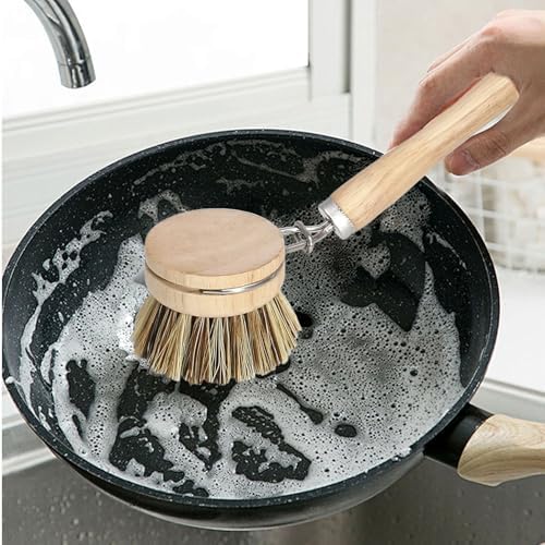 5 Pc Wood Dish Brush, 4 Palm Heads with 1 Handle - Image 6