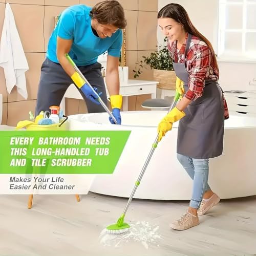 3-in-1 Extendable Long Handle Floor Scrubber Brush with Sponge - Image 7