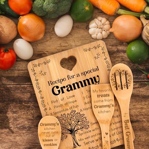 Grammy Gifts - "Recipe for a Special Grammy" Gifts for Grammy Cutting Board Set, Bamboo-Made Engraved Utensil Set Grammy Cutting Board, Mothers Day Gifts for Grammy. - Image 7