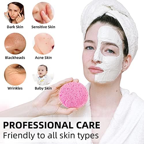60-Count Compressed Facial Sponges|100% Natural Kickleen Cellulose Cosmetic Spa Sponges for Daily Facial Cleansing|Makeup and Mask Removal | Exfoliating | Skin Massage | Pore Exfoliation(Pink) - Image 5