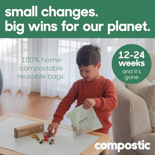 Compostic Compostable Snack Bags, 100 Ct Essential, Zip-Seal - Image 2