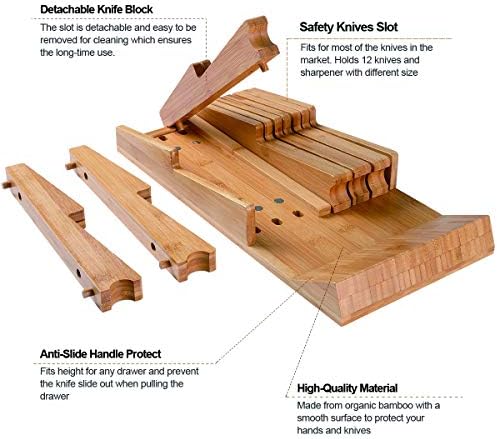 NIUXX Bamboo In-Drawer Knife Block Set for 12 Knives(Not Included) - Image 2