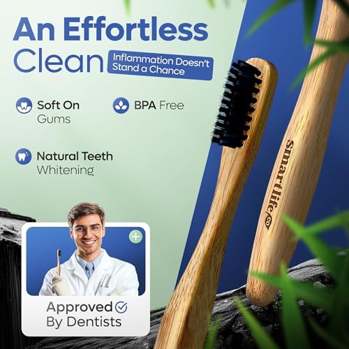 SmartLifeco Charcoal Bamboo Toothbrushes PRO - Extra Soft Natural Bristles for Adults & Kids Teeth | Zero Waste Bulk Wooden Tooth Brush | BPA Free, Eco-Friendly, Vegan - 6 Pack - Image 5