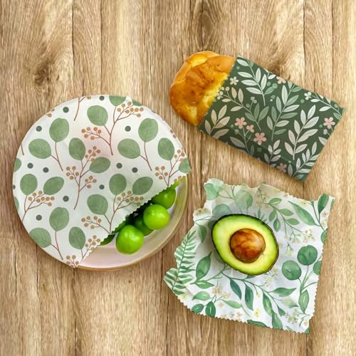 Beeswax Food Wraps, Botanical Leaves Wrap, 9 Pack Eco-Friendly Food Storage, Organic, Sustainable, Biodegradable, Zero Waste, Plastic-Free, For Sandwich, Bowl, Bread, 1XL, 3M, 5S - Image 7