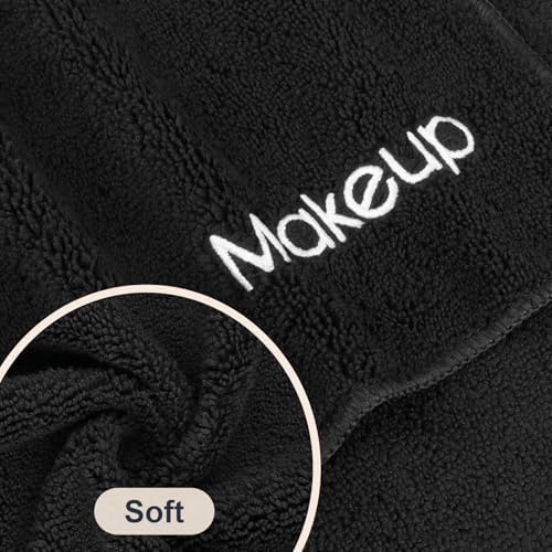 GLIMGLINT Makeup Remover Wash Cloths 5 Pack – Soft Black Makeup Towels - Image 2