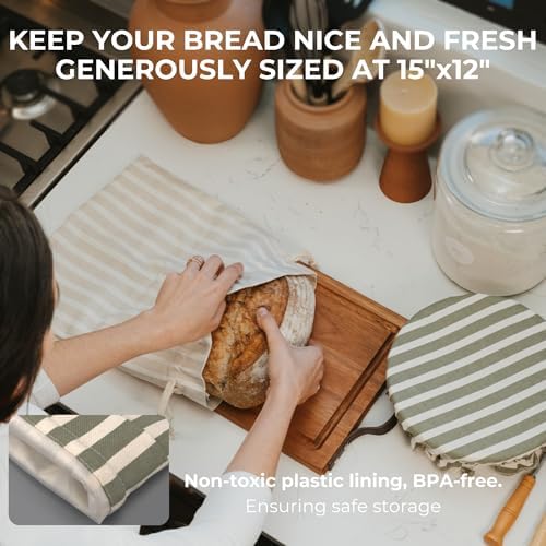 Beautiful Linen Bread Bag Set & Proofing Cover for Homemade Sourdough - Image 4