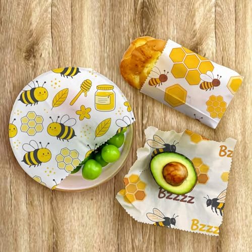Reusable Bee & Honeycomb Beeswax Wraps, 9 Pcs For Sandwich, Bread, Fruit, Bowl, Organic, Sustainable, Zero Waste, Plastic-Free, Eco-Friendly Food Storage, 1XL, 3M, 5S - Image 7