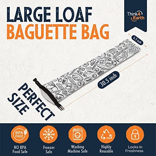 THINK4EARTH® - Large Bread and Baguette Bags (White, Baguette Bag 2 Pack) - Image 3