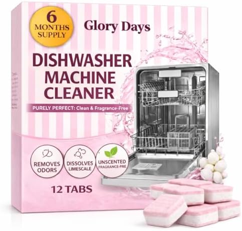 Dishwasher Cleaner And Deodorizer Tablets - 6 Months Supply Unscented Dishwasher Cleaning Tablets - Deep Cleaning Removes Limescale and Odors - Eco-friendly Dish Washer Machine Cleaner - Septic Safe by GloryDaysRevolution