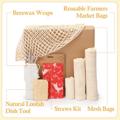 Remerry 13 Pcs Non Plastic Products Beeswax Wraps Waste Gift Set - Image 3