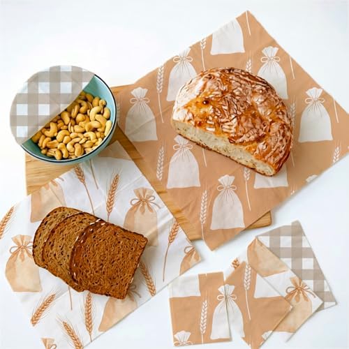 Reusable Beeswax Wrap, Flour Sack and Gingham Wraps, 9 Pack Sheets for Bread, Fruit, Bowl, Organic, Sustainable, Zero Waste, Plastic-Free Food Storage, 1XL, 3M, 5S - Image 4