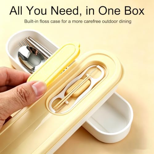 6PCS Travel Utensils with Built-in Floss & Toothpick Case, Dishwasher Safe - Image 2