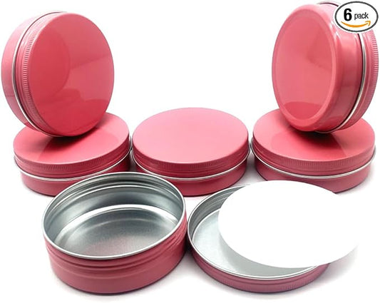6pack 100ml Aluminum Tin Jars, 100 Gram Empty Travel Cosmetic Sample Containers with Screw Cap Lid, 100g Metal Tins Can Storage Travel Jars for DIY Crafts, Lip Balms, Face Cream, Candle, Tea
