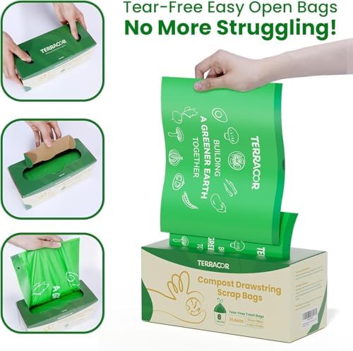 6 Gallon Compostable Trash Bags Drawstring, Heavy Duty Extra Thick 1 Mil, 35 Bags, Tall Kitchen Food Scrap Waste Bag, ASTM D6400 - Image 5
