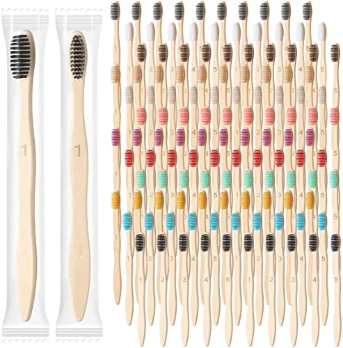 Sieral 120 Pcs Bamboo Toothbrushes Bulk, Individually Wrapped,Number by Sieral