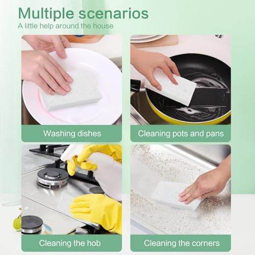 Large Cellulose Sponges, Kitchen Sponge for Dish, Thick Heavy Duty Scrub Pads, Non-Scratch Scrubber for Household/Cookware/Bathroom/Office/Boat 5.5" x 3" x 1" (7 Pack) White - Image 2