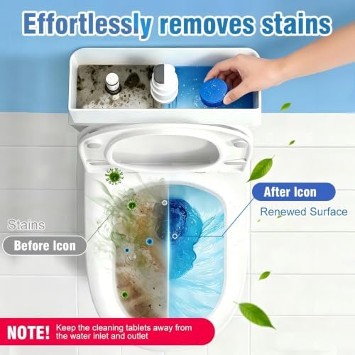 12 Tablets Toilet Bowl Cleaner Tablets for Tank – Automatic Toilet Tank Cleaner Tablets, Blue Toilet Tablets for Hard Water & Toilet Ring Removal, Deodorizing Toilet Tablets, Septic Safe, 300 Flushes - Image 6