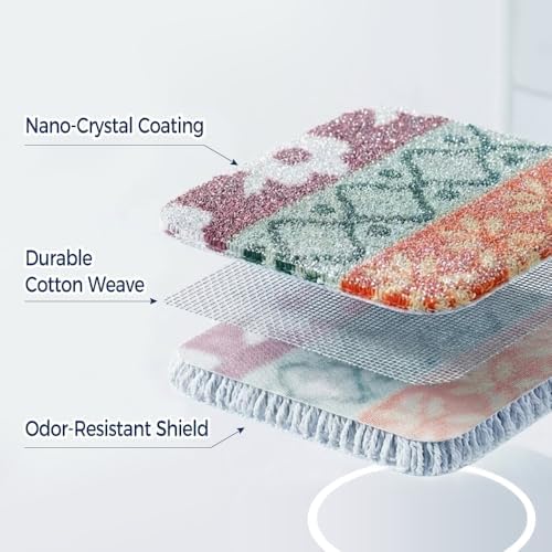 Amarelle GEN II Dish Washing Scrubbers (5-Pack), Made in Green Kitchen Scrubbers for Dishes, Non Scratch Pot & Pan Scrubber, Dual-Sided Heavy-Duty Scouring Pads, Reusable (Nordic Folk) - Image 3