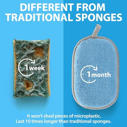 All-Purpose Sponges Kitchen, Non Scratch Dish Sponge for Washing Dishes Cleaning Kitchen, Rough Scrubbers Side for Non-Stick Cookware, Soft Microfiber Scrub Side for Dishes（6 Pack, Large） - Image 5