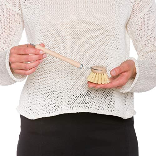 Redecker Dish Brush, Tampico Fiber, 1-1/2 Inch Round, 2 Pack – Wooden Dish Scrub Brushes for Everyday Cleaning, Untreated Beechwood, Made in Germany - Image 3