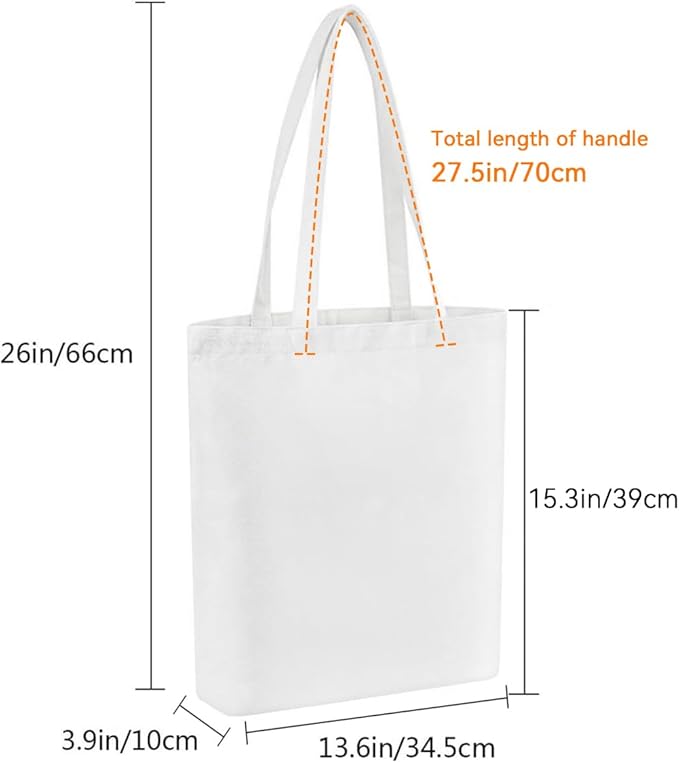 Faylapa 12 Pack Canvas Tote Bags, Heavy Duty Reusable Grocery Shopping Bag 13.6"x 15.3" Blank Cotton Bags for Decorating Christmas Crafts DIY, Painting(White)