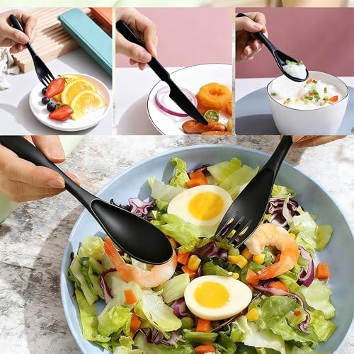 Wheat Straw Travel Cutlery 3pk Portable Knife Fork Spoon with Storage Case - Image 6