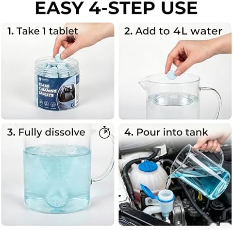 Coldcool Windshield Washer Tablets, 250-Pack Effervescent Car Glass Cleaning Tablets, Streak-Free Windshield Wiper Fluid Concentrate Replacement for All Vehicles - Image 3