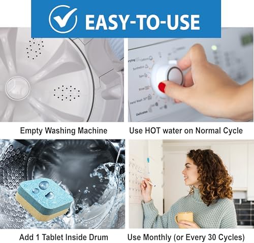 SANI 360° Washing Machine Cleaning tablets, 24 pack is Formulated with Enzyme, Deep Cleans and Deodorizes Front and Top Loading Washers use up to 2-year supply Lemon Scent - Image 5