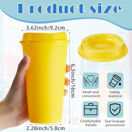 FillTouch 36 Pcs 16 oz Reusable Coffee Cups with Lids, Bright Colors - Image 2