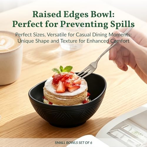 Homienly Wheat Straw Bowls 10 OZ Small Bowls Unbreakable Small Serving Bowls for Ice Cream, Snack, Dipping Side Dishes, Yogurt Microwave & Dishwasher Safe Oval Bowls for Camping, Dorm (6 PCS, Black) - Image 7