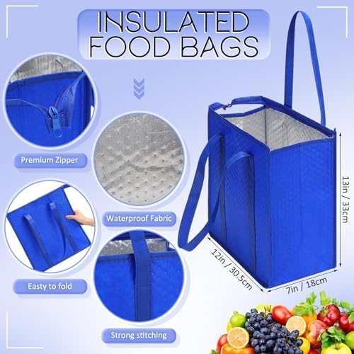 10 Pack 10 Pack Large Insulated Grocery Bag Zippered, Green, Blue - Image 2