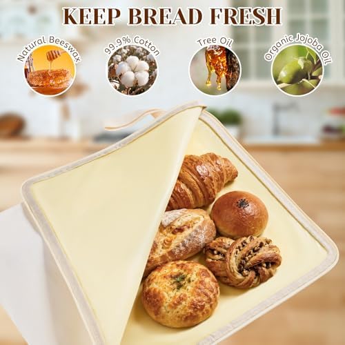 2 Pack Beeswax Bread Bags for Homemade Sourdough Reusable Bread Bag 13×17in - Image 3