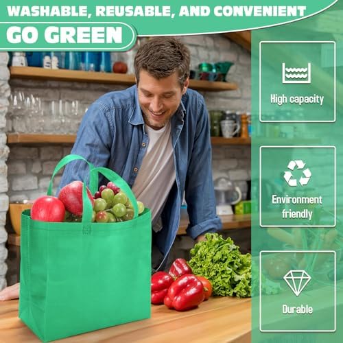 Windyun Reusable Grocery Bags Non Woven with Handles - Image 4