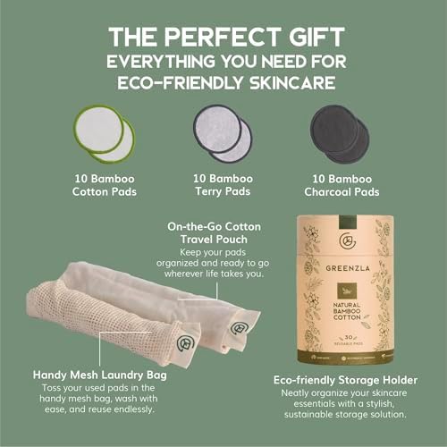 GREENZLA Reusable Makeup Remover Pads | 30 Pack | Bamboo Cotton Rounds - Image 2