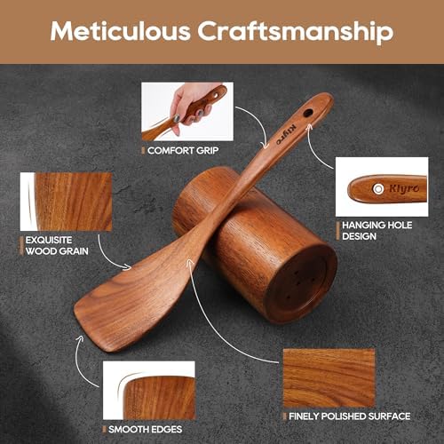 Kitchen Utensils Set, 7 Piece Premium Cooking Utensils Set, Durable Non-Stick Wooden Spoons for Cooking, Kitchen Essentials for New Home - Image 3