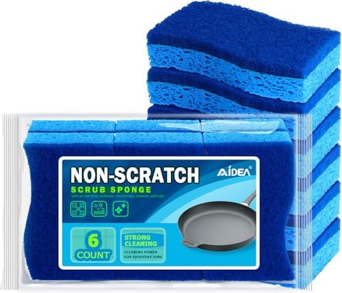 AIDEA Sponges Kitchen-6Count, Non Scratch Scrub Sponge, Dish Sponges by AIDEAHOME