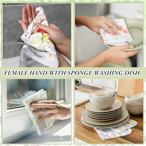 90 Pack Reusable Kitchen Cloths Cotton Towels, Wildflowers - Image 6