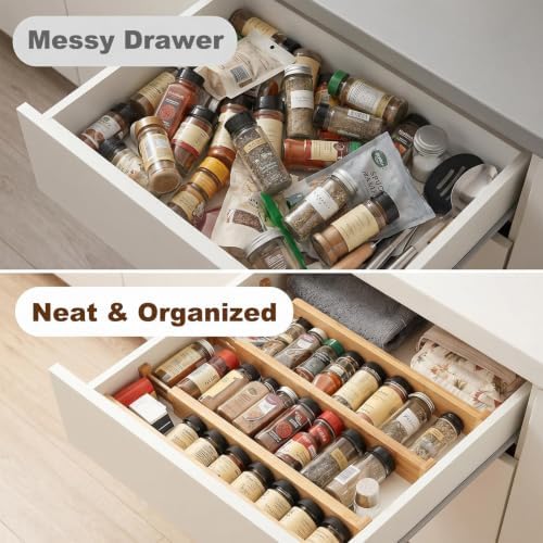 Joyeee Kitchen Drawer Dividers 8 Pack, 16.9-22" Adjustable Bamboo Drawer Organizer, 2.28" High Expandable Utensils Separators for Closet, Dresser, Bathroom, Bedroom - Image 3