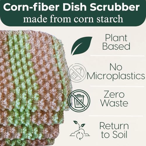 mibboom's Plant-Based Dish Scrubber [10 Pack] - Non-Scratch Corn Scourer, Odor-Free Kitchen Sponges, No Microplastic Dish Cloths for Nonstick Pans, Made in Korea - Image 3