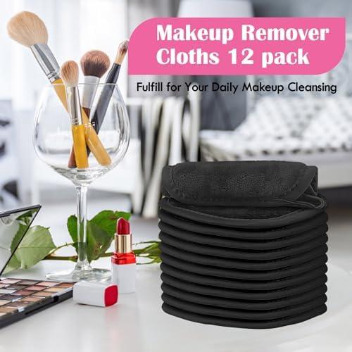 Orighty Makeup Remover Cloths, 12 Pack Makeup Eraser Cloth, 5x5 Inch Black - Image 6