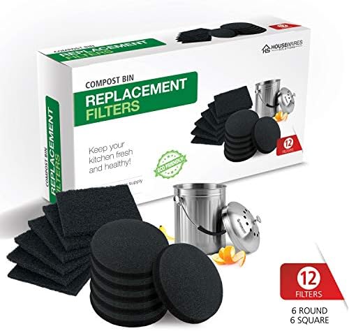 12 Pieces Counter Top Activated Carbon Compost Bin Filters - Extra Thick Indoor Pail Replacement Charcoal Caddy Filters Refill, 0.4" Thickness - Image 2