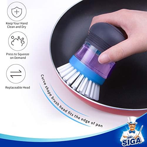 MR.SIGA Soap Dispensing Palm Brush Refill, Pack of 4 - Image 6