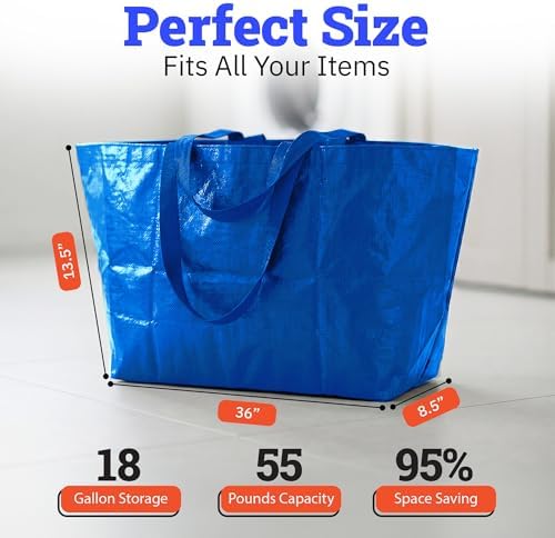 DURASACK Haul-It-All Extra-Large Reusable Shopping Bag, Blue, Pack of 4 - Image 2
