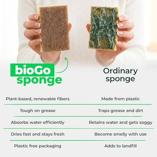 bioGo Biodegradable Kitchen Sponges – Natural Cellulose, Eco-Friendly, Compostable Cleaning Sponges – 24 Pack - Image 7