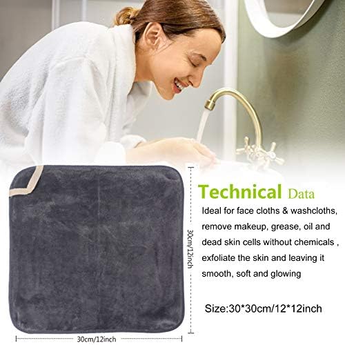 SINLAND Brushed Microfiber Facial Cloths Fast Drying Washcloth 12inch x 12inch Absorbent Face Wash Cloth Soft Makeup Remover Cloths - Image 4