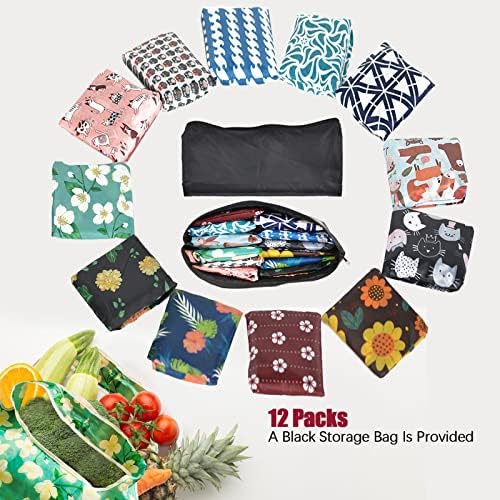 RUIPBOTE12 Pack Reusable Grocery Bag, Foldable Shopping Bag, Large Capacity Gift Tote Bag, Storage Bag for Groceries - Image 4
