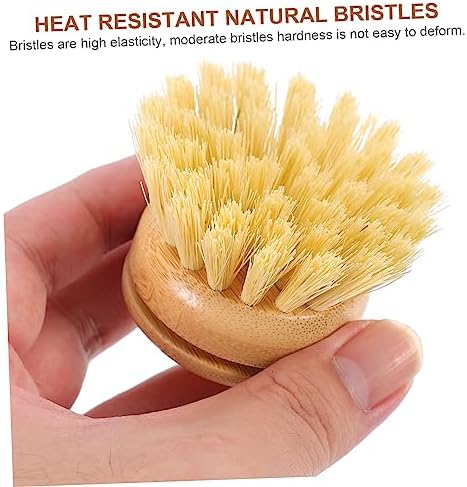 CALLARON 2PCS Kitchen Cleaning Brush Set Bamboo Pot Brush Replaceable Beech Wood Head for Dishes and Cookware for Kitchen Sink Cleaning - Image 5