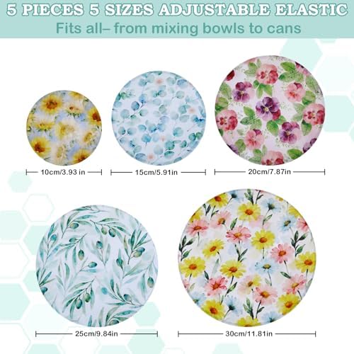 5Pcs Reusable Beeswax Elastic Bowl Covers for Bread Proofing and Food Cover - Image 2